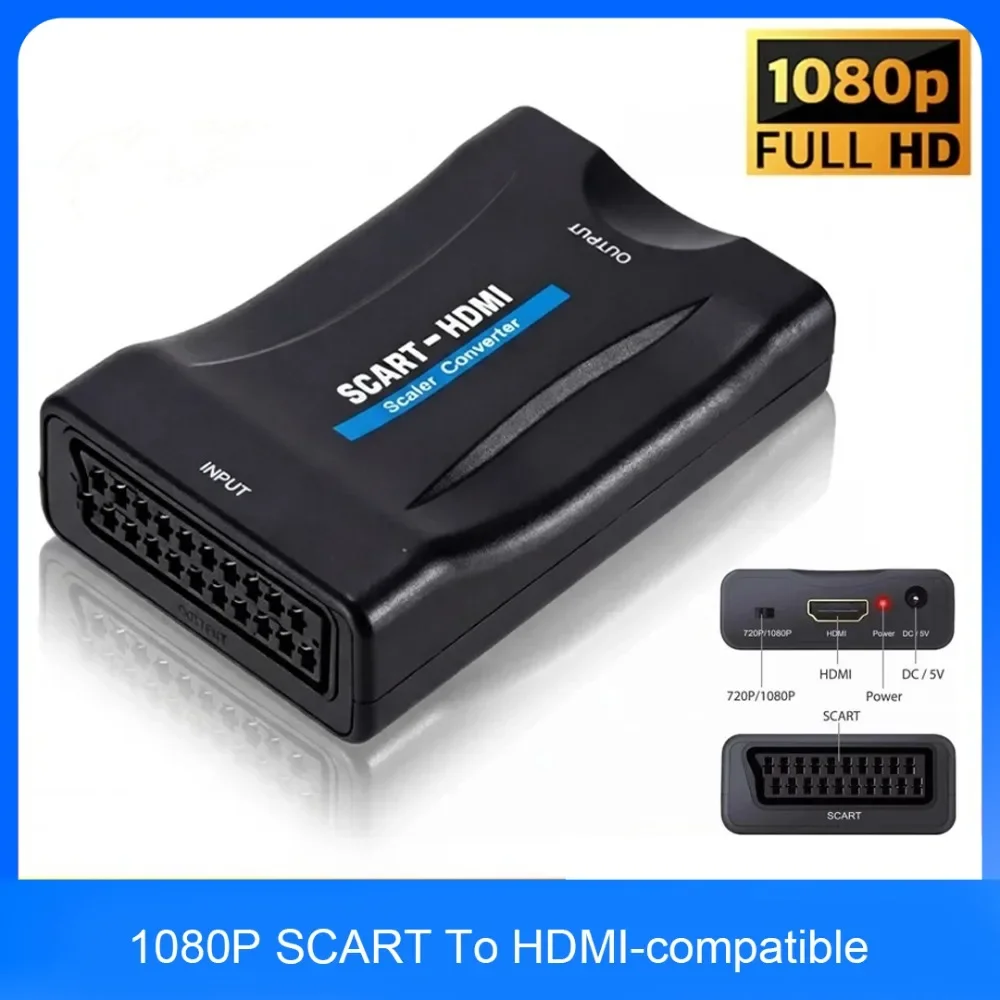 Scart To Hdmi - Adaptateur convertisseur SCART vers HDMI compatible,